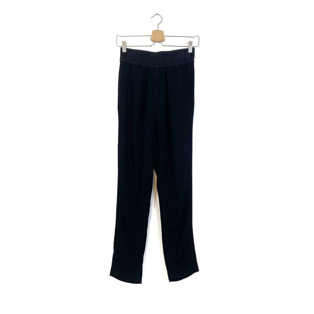 Sandro Paris |‎ Black Swiss Dot Textured Tapered Leg Pull on Trouser Size 1 / S